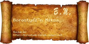 Borostyán Miksa névjegykártya